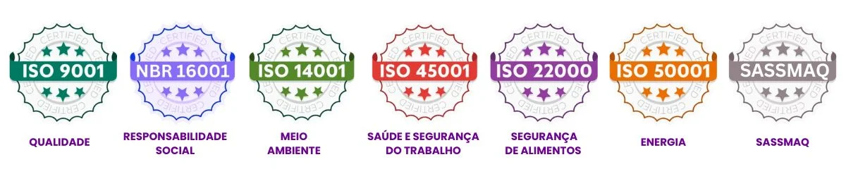 Selos de diversos sistemas de gestão baseados em ISO e NBR